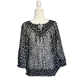Alfred Dunner Women's Size 16 Black & White Sheer Blouse